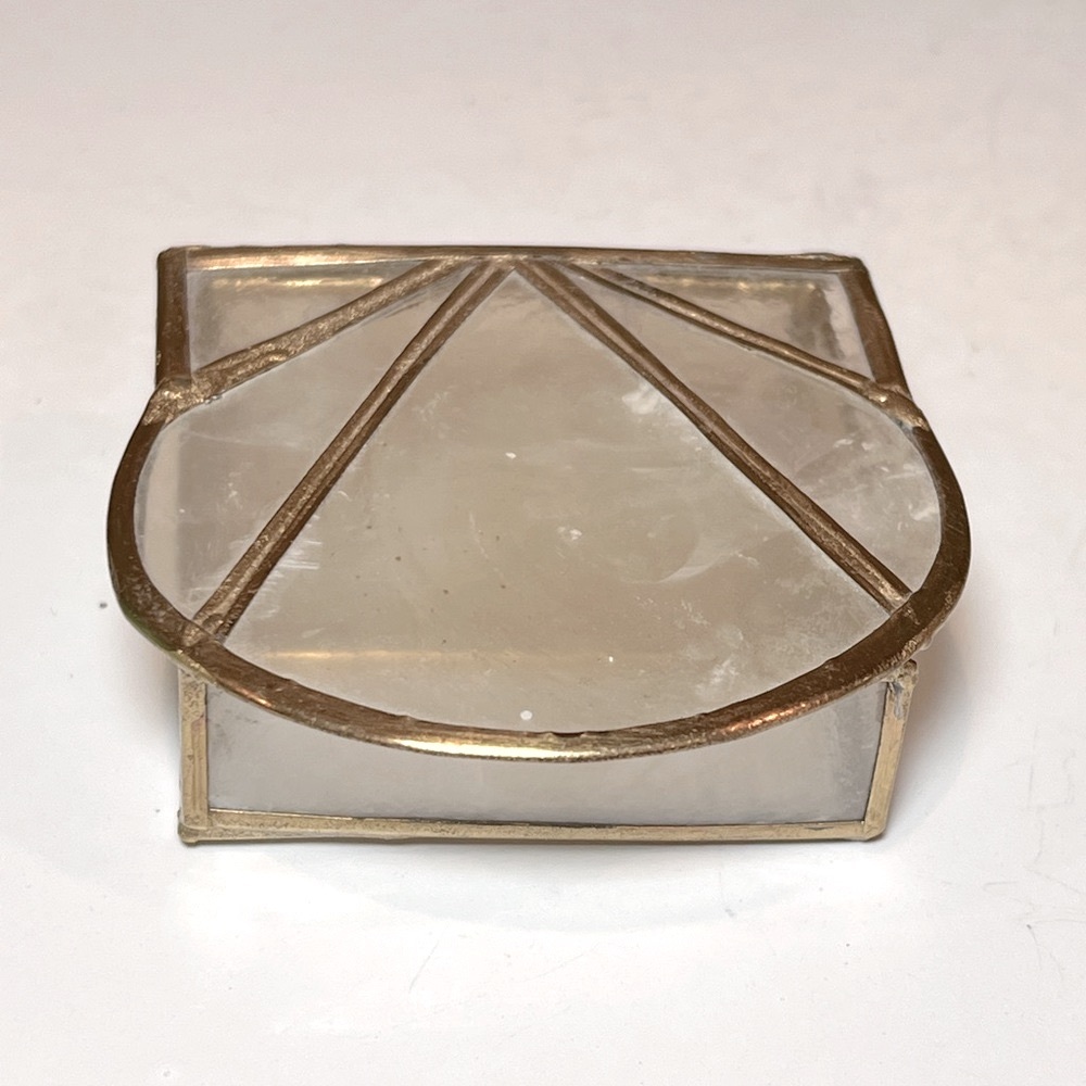 Vintage brass and Capiz shell hinged trinket jewelry box